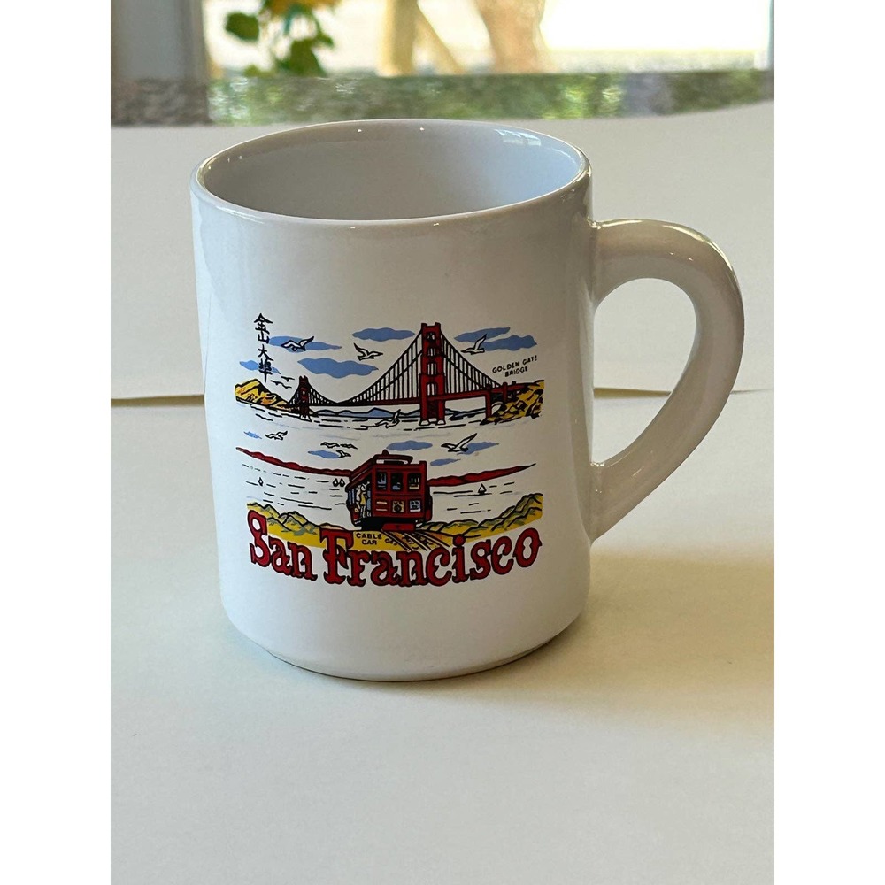 Vintage San Francisco Coffee Mug, Golden‎ Gate Bridge & Cable Car